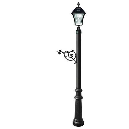 QUALARC Post System Only w/Bayview Solar Lamp, support bracket, fluted base LPST-800-SL-BL